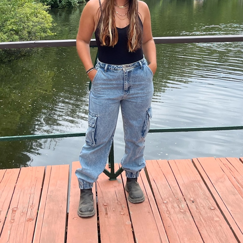 Women's Blue Cargo Jeans